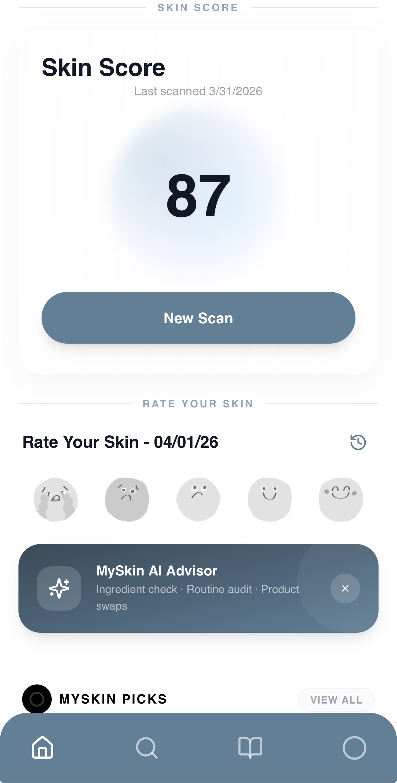 MySkin App Interface
